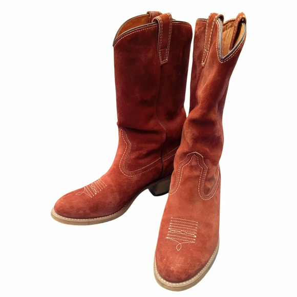 Vintage Wolverine Women's Cowboy Boots Brown/Orange Size 7 1/2 Suede Heel - Picture 4 of 15